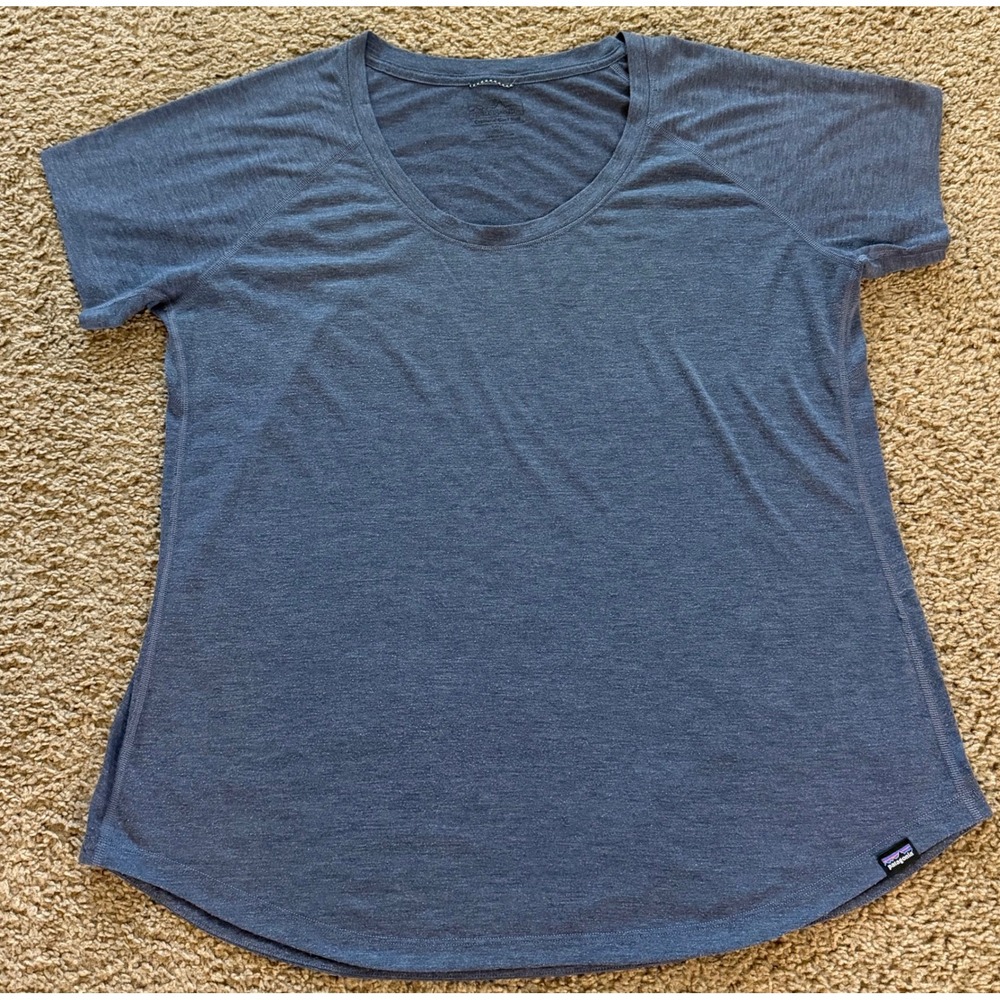 Patagonia Capilene Cool Trail Shirt Womens XL Blue Short Sleeve Scoop Neck
